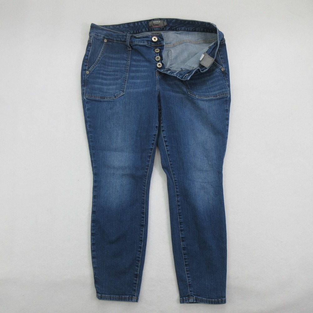 Torrid Women's Jeans Size 16S Mid-Rise Skinny Vintage Stretch Button Fly Blue